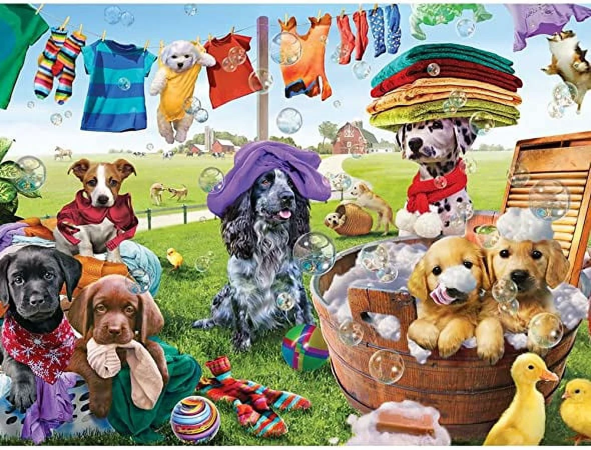 Bits And Pieces 300 Piece Jigsaw Puzzle For Adults 18X24 Puppies Playing 300 Pc Dog Jigsaw By Artist Adrian Chesterman