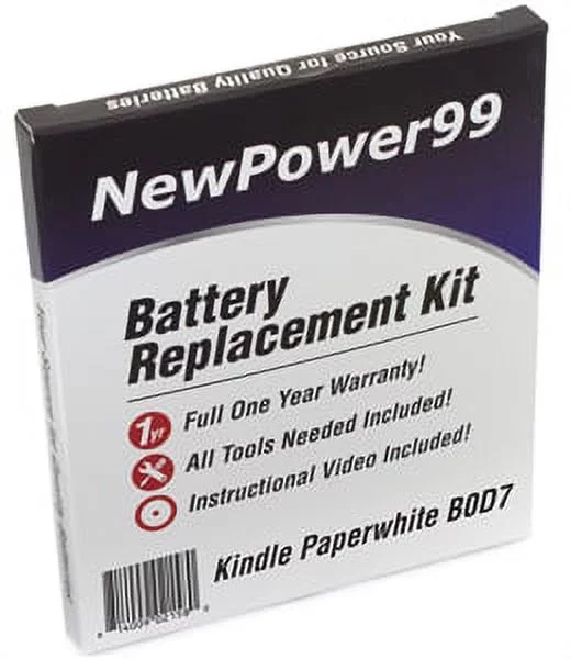 Amazon Kindle Paperwhite B0D7 Battery Replacement Kit with Tools, Video Instructions, Extended Life Battery and Full One Year Warranty