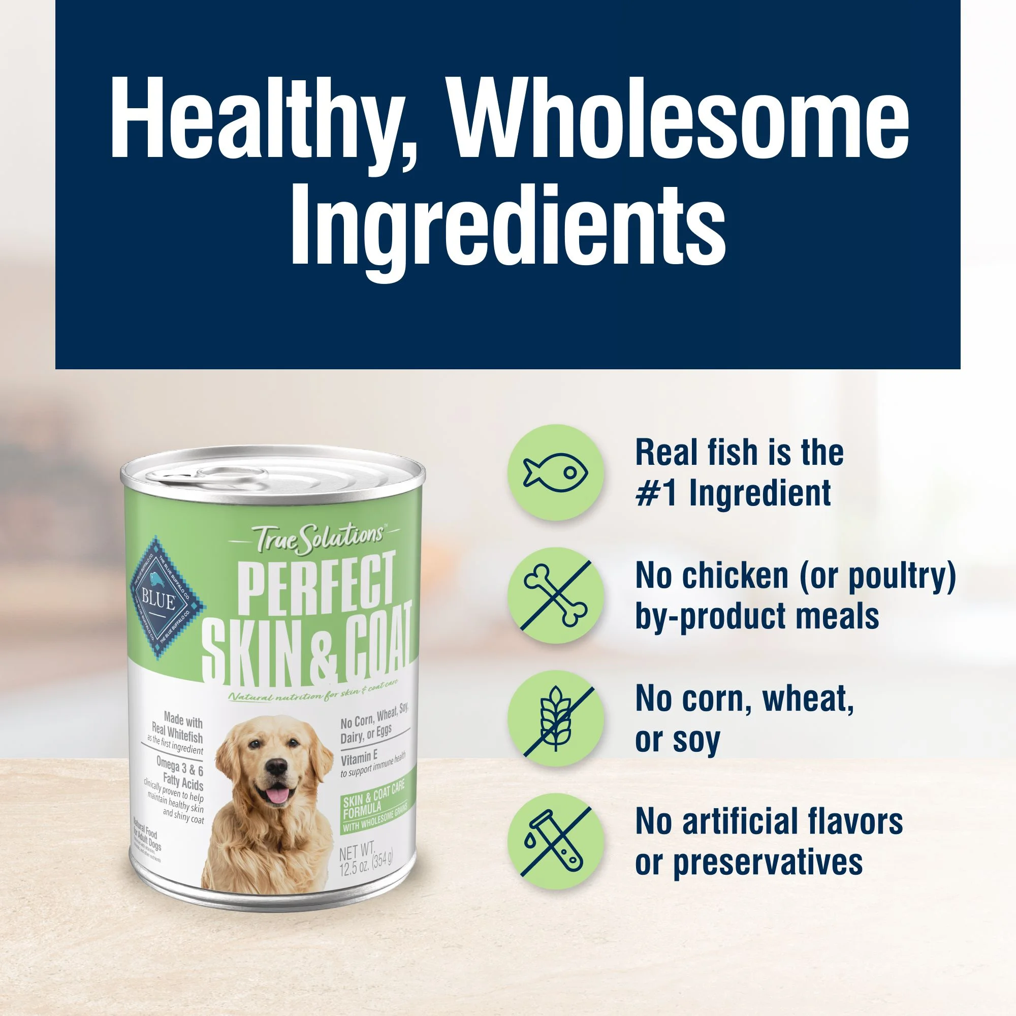 Blue Buffalo True Solutions Skin & Coat Care Wet Dog Food, Whitefish, 12.5 oz. Can