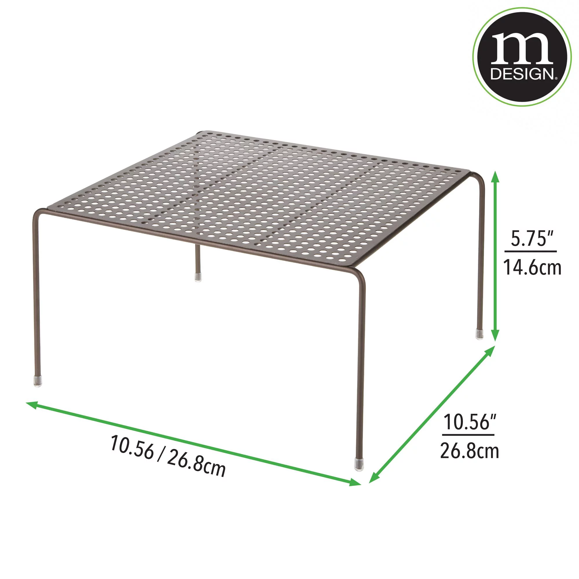 mDesign Metal Square Kitchen Organizer Storage Shelves, 4 Pack - Bronze