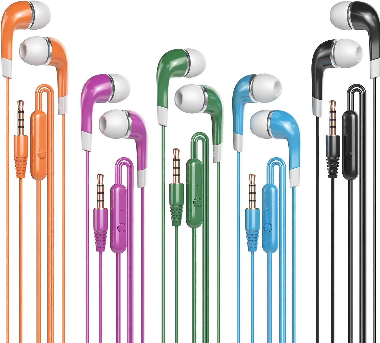 Bulk Earbuds with 10 Pack, Wired Earbuds Earphones Multicolor Headphones with mic for Kids