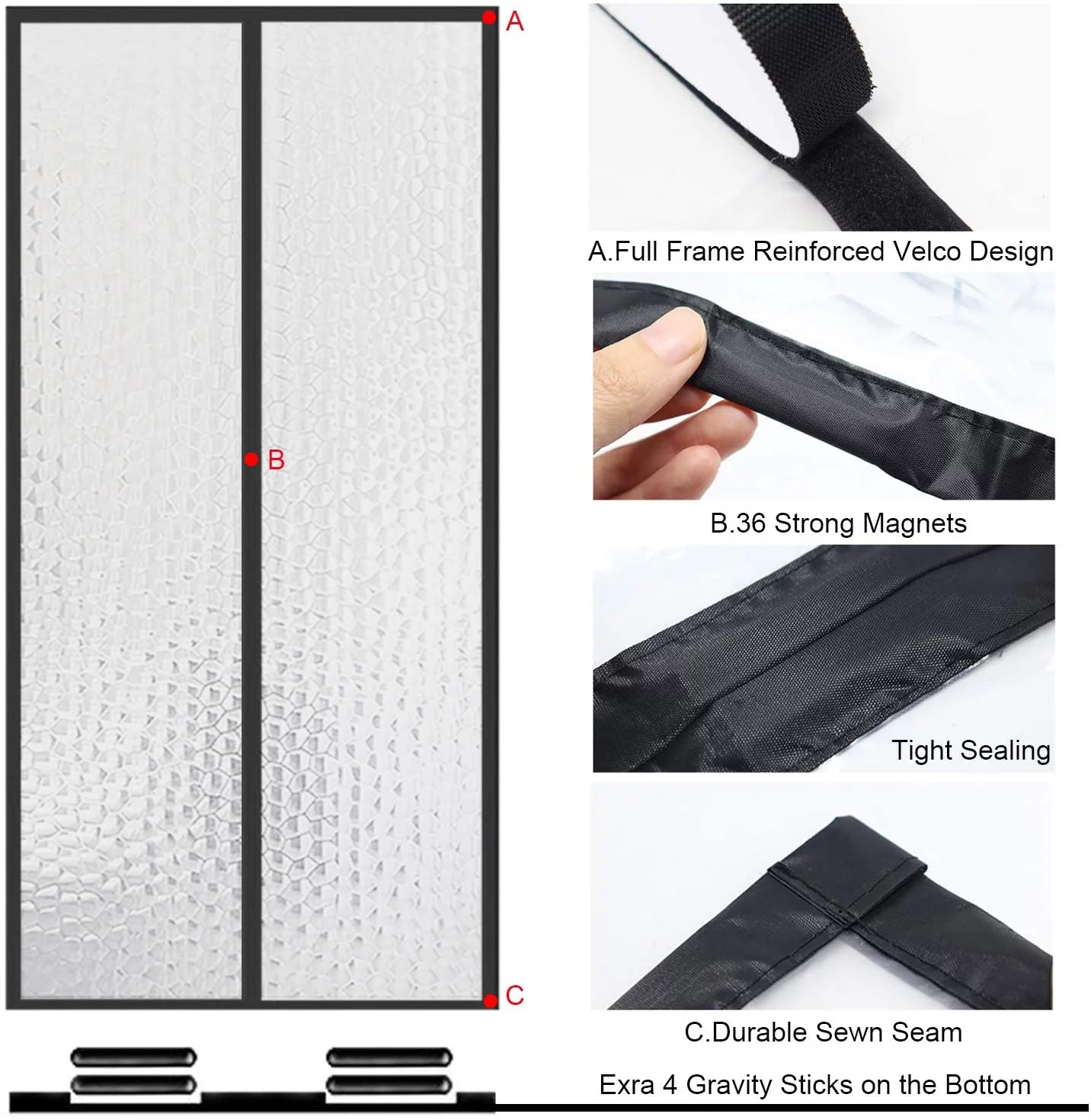 Magnetic Thermal Insulated Door Curtain 36