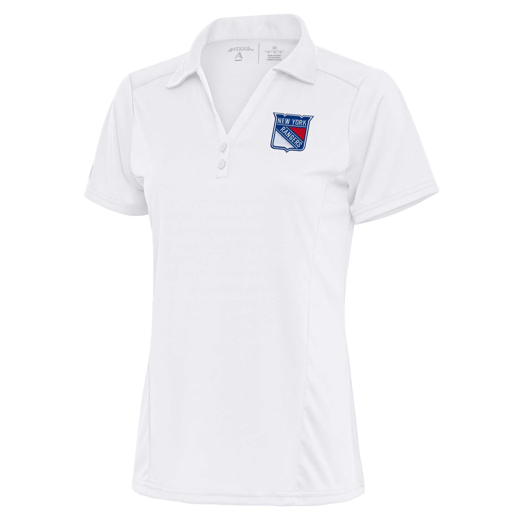 Women's Antigua White New York Rangers Team Logo Tribute Polo