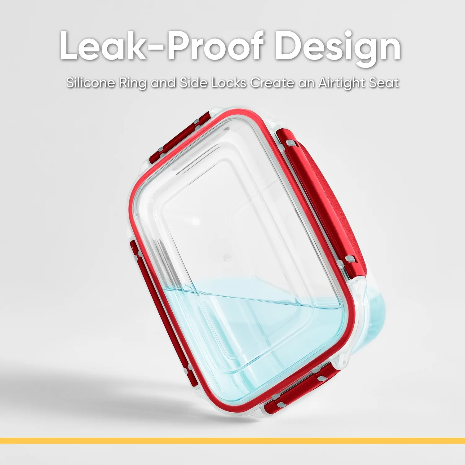 Superio Lock and Fresh Airtight Food Storage Containers with Lids for Kitchen Pantry Organization and Storage, Lunch, and Meal Prep Plastic Containers, 80 oz. Rectangular Sealed Container, Red