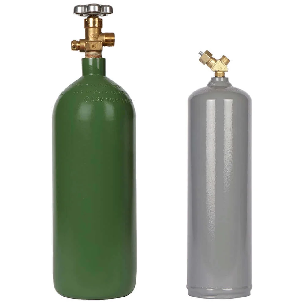 10 cu ft Steel Acetylene MC & 20 cu ft Steel Oxy-Acetylene Welding Cylinder Set - Ships Empty