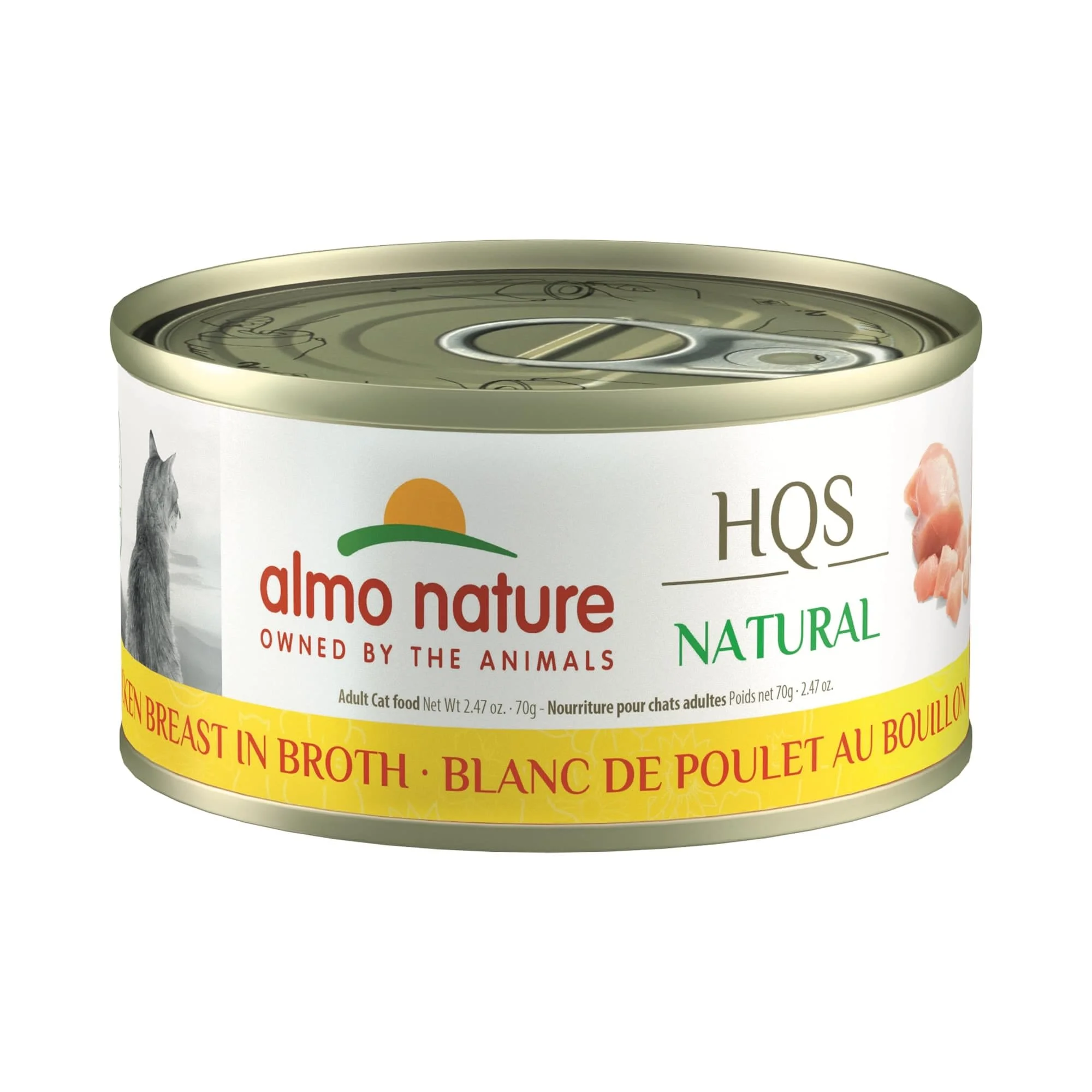 Almo Nature: HQS Natural Cat 24 Pack: Chicken Breast In Broth - 2.47oz Cans, Supplemental Adult Cat Canned Wet Food, Limited Ingredient, Grain Free