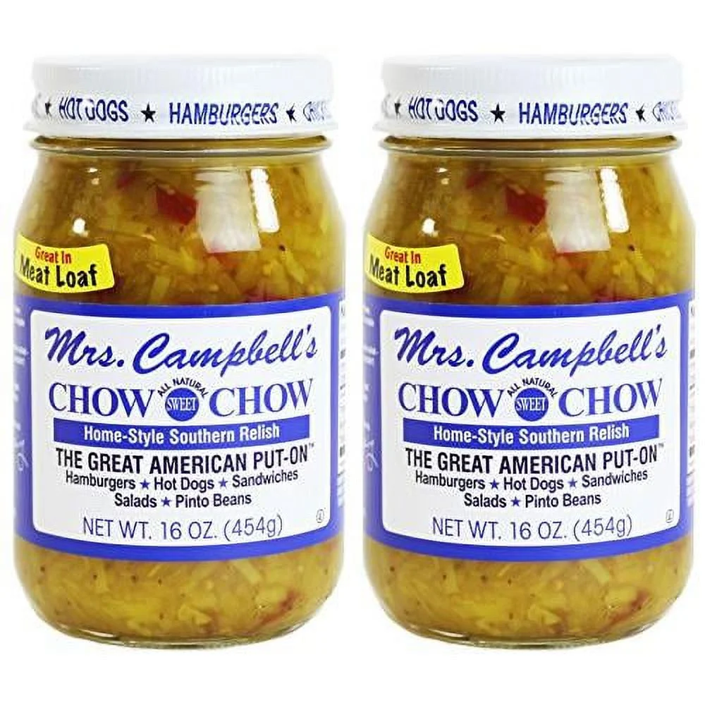 All Natural Sweet Southern Chow Chow Relish, 16 Oz Glass Jar (Pack Of 2)