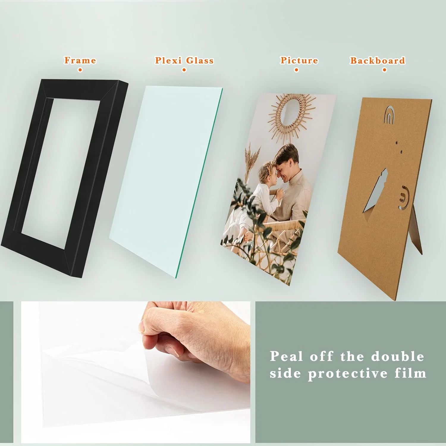 Golden State Art 5x7 Picture Frames Set of 8, Black Gallery Wall Frame Collage, Thin Tabletop Family Frame with Plastic Cover, Horizontal or Vertical Displays (8-Pack)