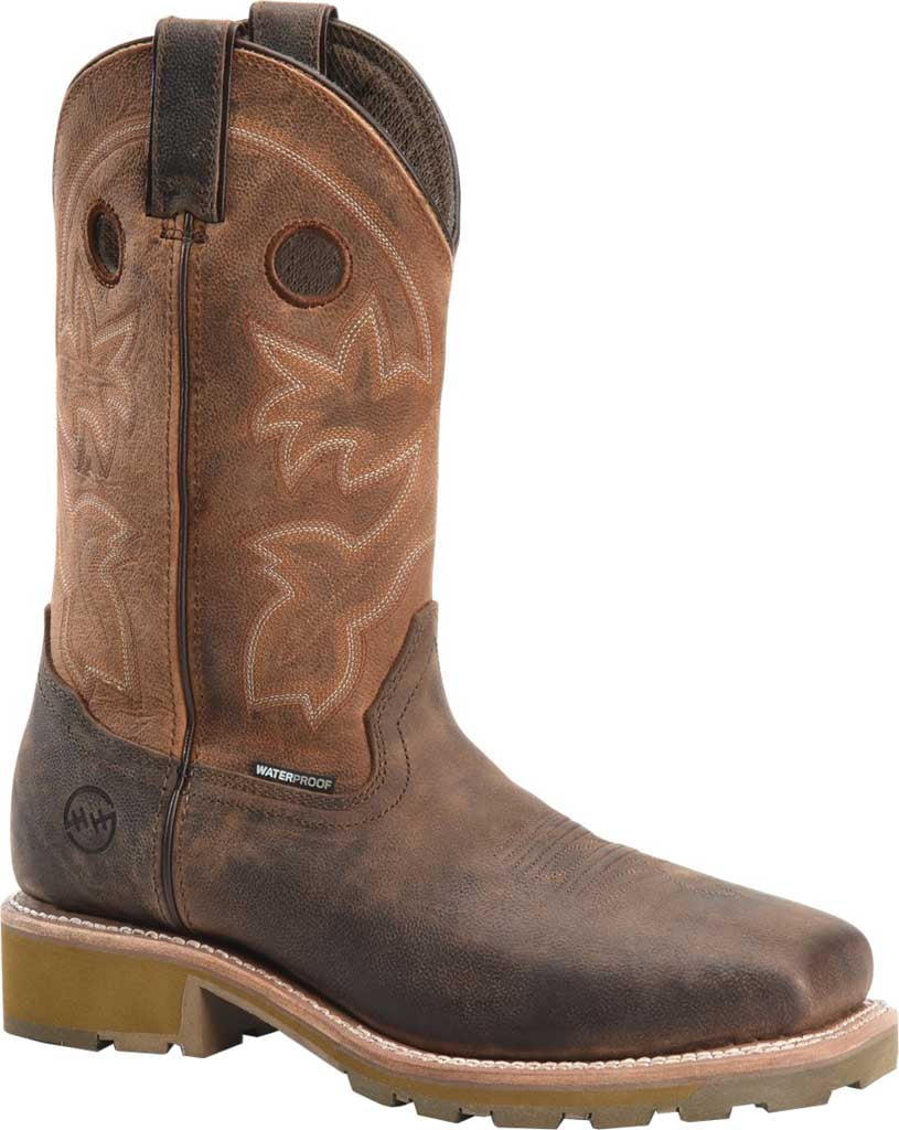 Double-H Boots Men's Abner 12” Waterproof Wide Square Toe Roper Soft Toe Work Boot Brown - DH4353