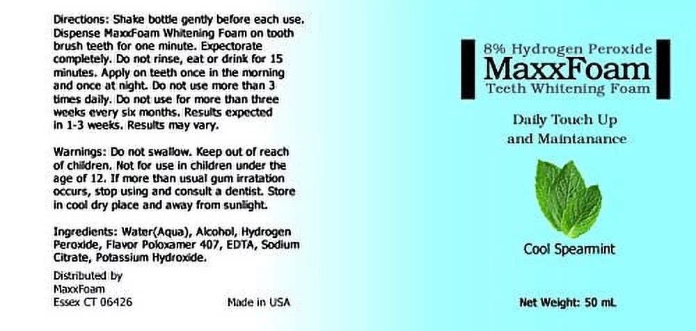 MaxxFoam 50ml Teeth Whitening Foam 8% Hydrogen Peroxide