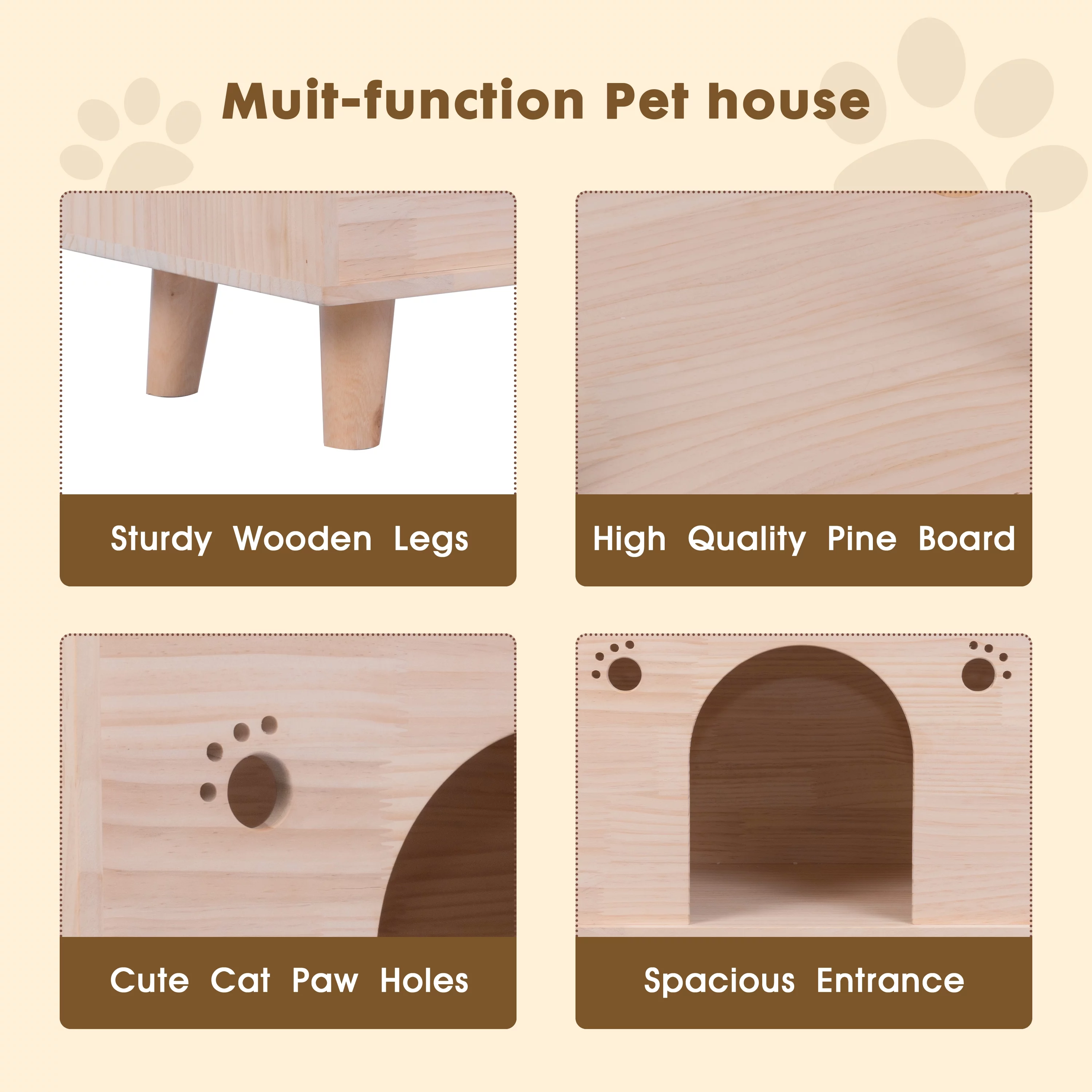 Litter Box Enclosure Cat House Furniture, Brown