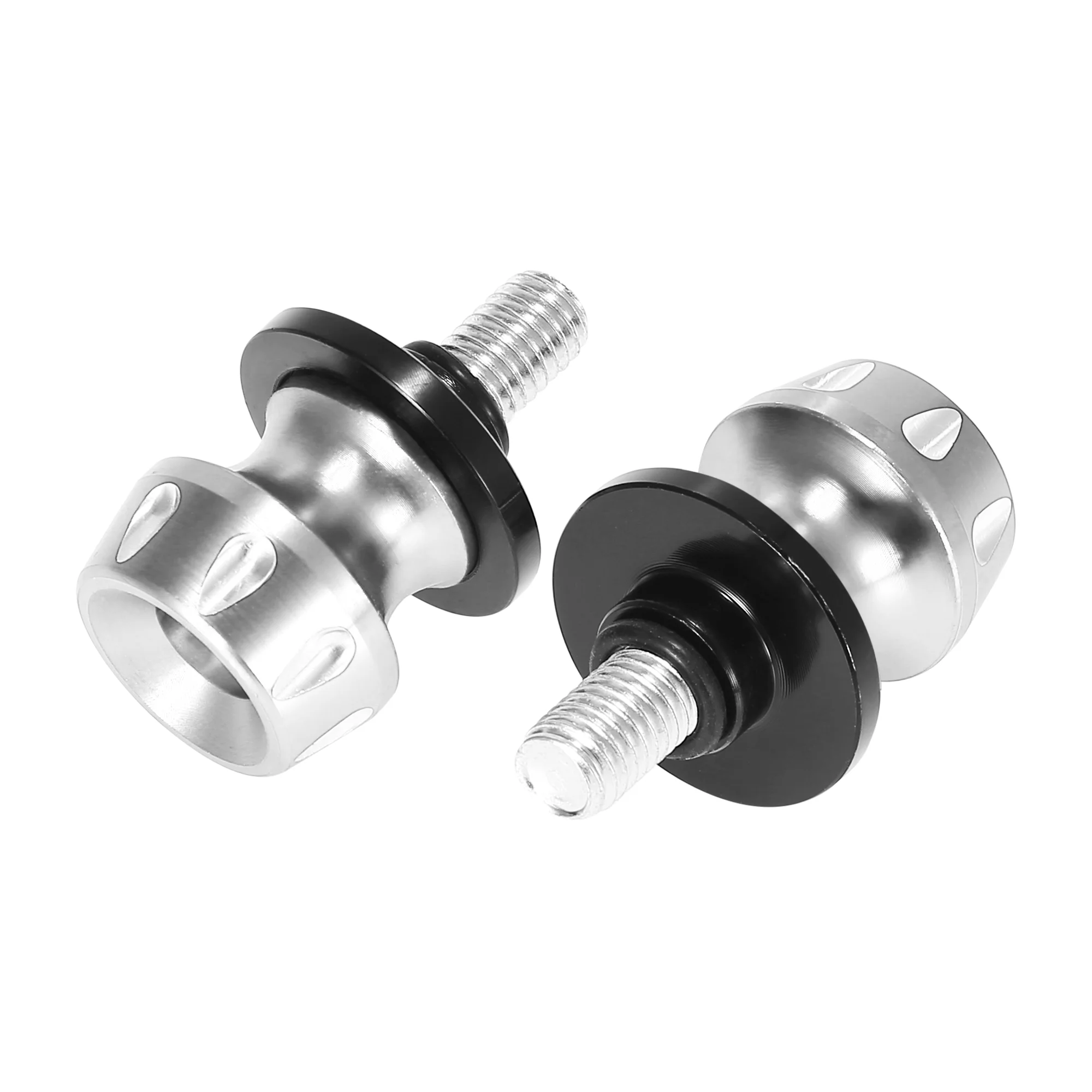 2pcs M10x1.5 Silver Tone Aluminum Alloy Motorbike Swing Arm Spools Sliders Stand for Kawasaki