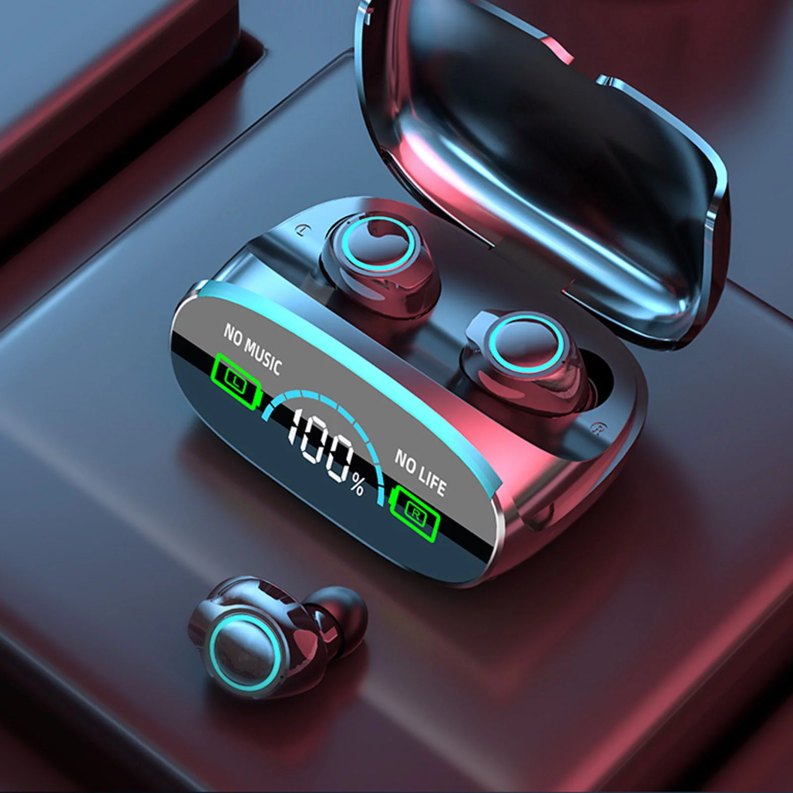 YHAIOGS Bluetooth Earpiece for Cell Phone Bluetooth 5.3 Headphones Dual Microphone Wireless Earbuds Long Battery Life LED Display Deep Bass Noise Cancelling Headphones Compatible with