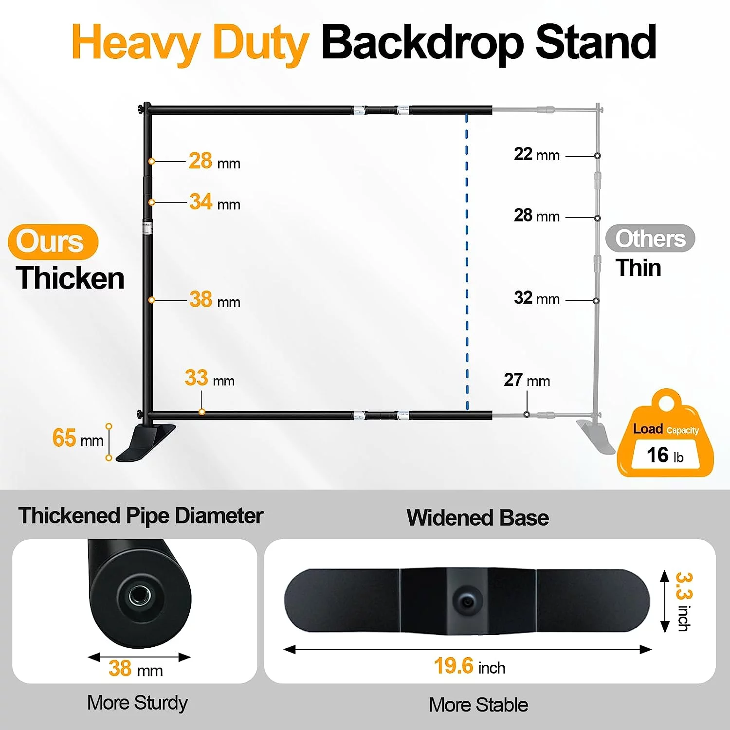 Emart Backdrop Banner Stand 10x8ft, Heavy Duty Backdrop Stand Kit Adjustable Step and Repeat for Photography, Photo Booth