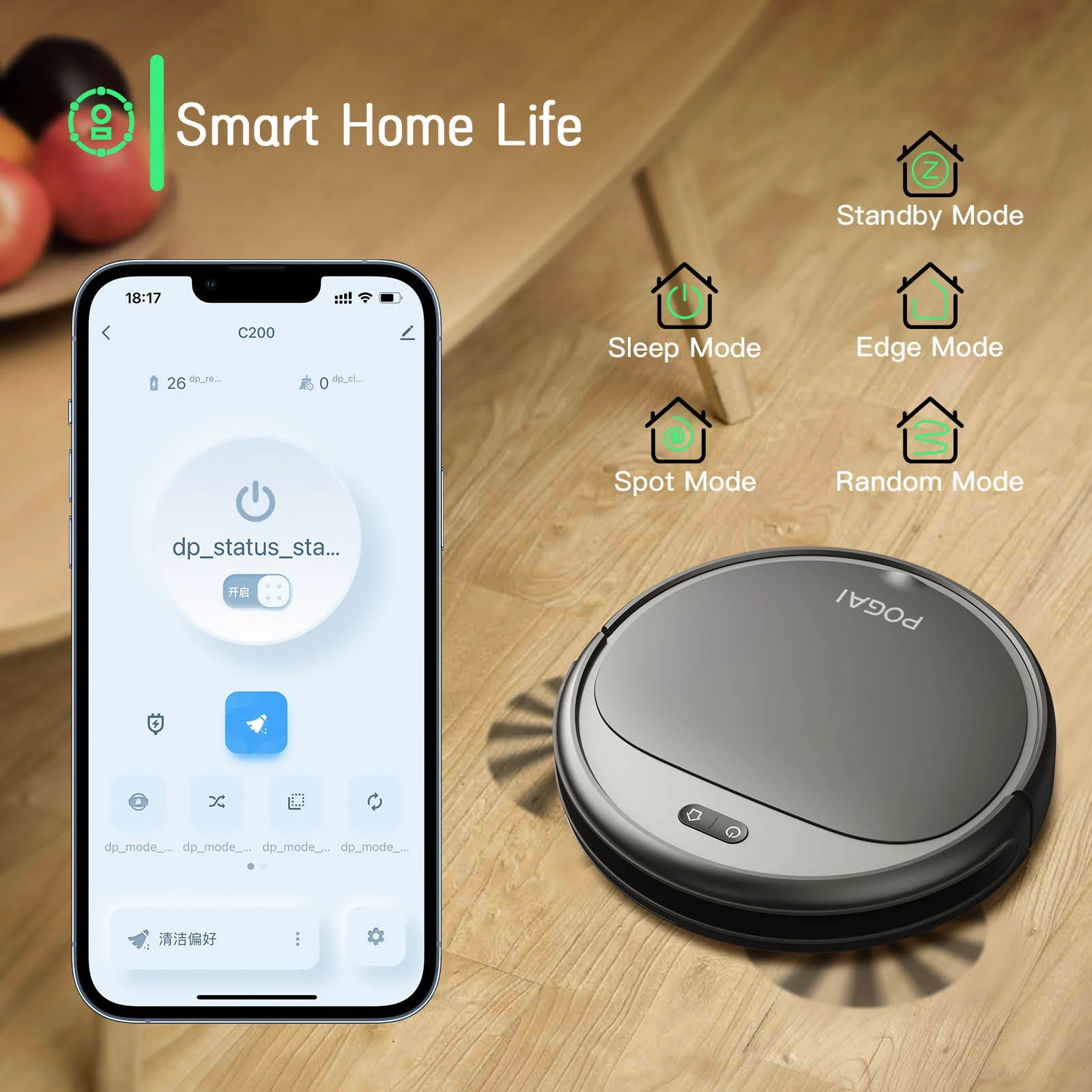 POGAI Robot Vacuum Cleaner, 2 in 1 Robot Vacuum ,Mop Combo with Wifi/App/Alexa,for Pet Hair,Hard Floor