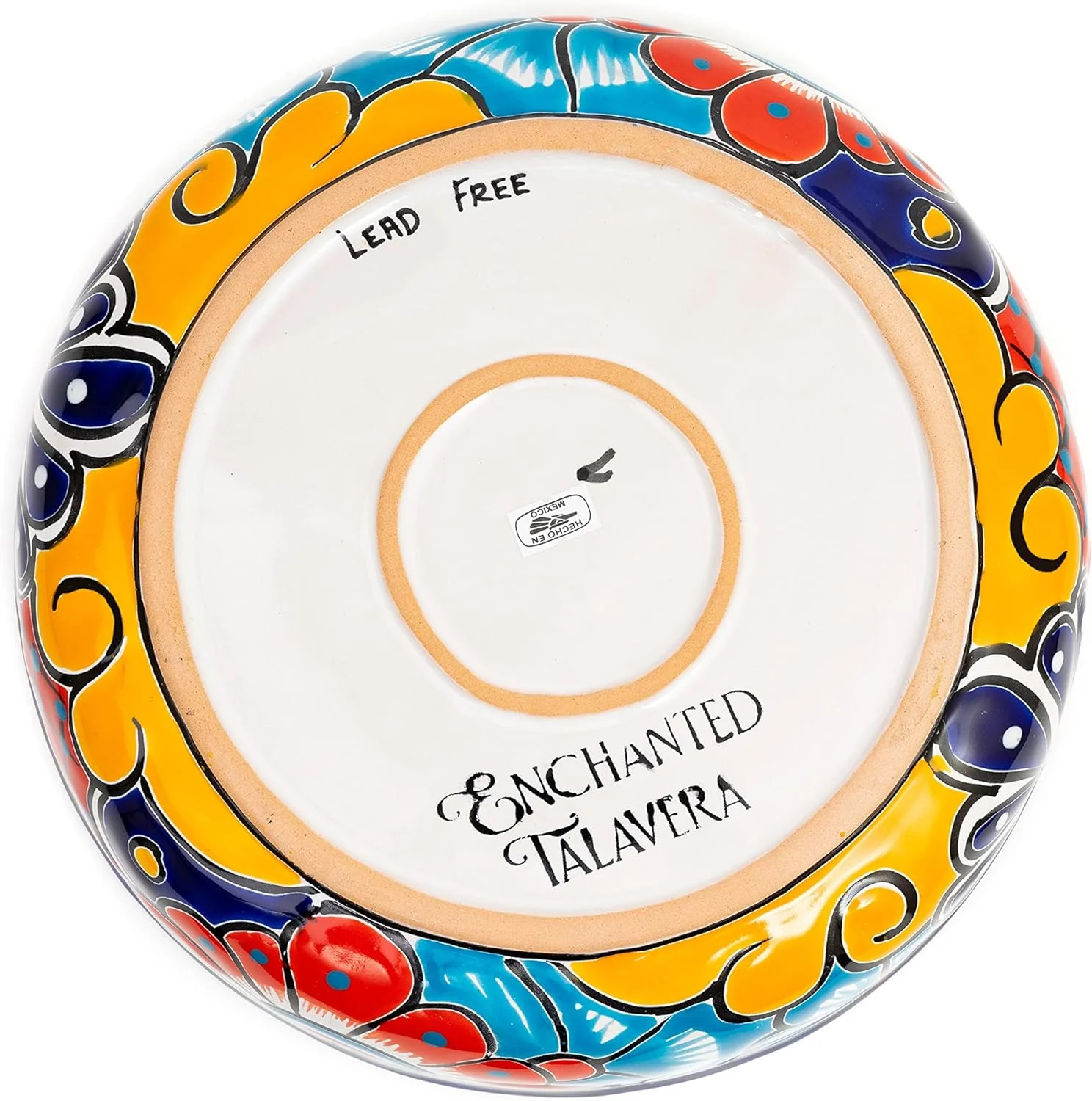 Mexican Talavera Ceramic Hand-Painted Large Serving Bowl Pasta Bowl Fruit Bowl Salad Bowl Party Platter Holiday Bakeware Dish (Cobalt)