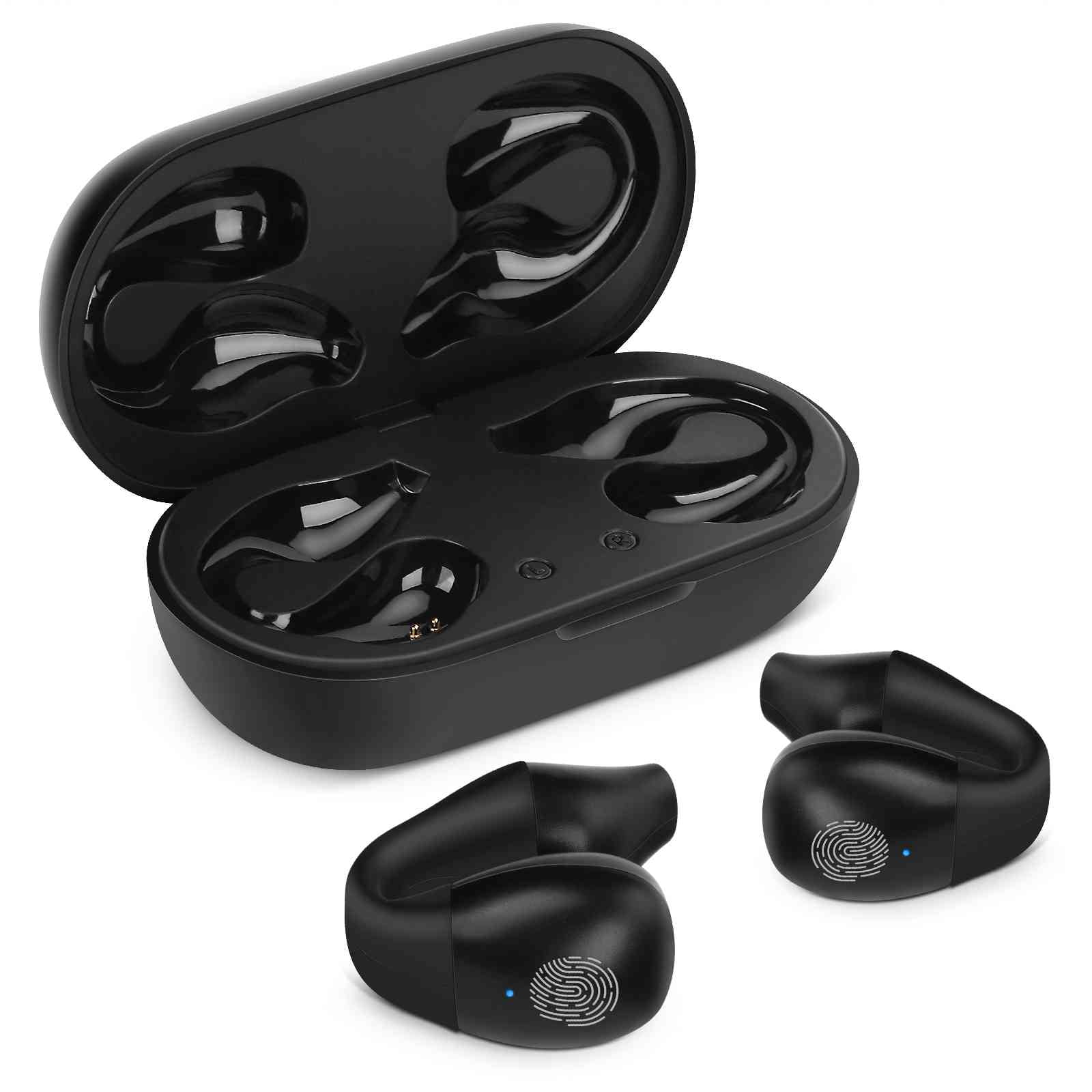UrbanX QC3 True Wireless Earbuds Bluetooth Headphones Touch Control with Charging Case Stereo Earphones in-Ear Built-in Mic Headset Premium Deep Bass for Maxwest Vice - Black