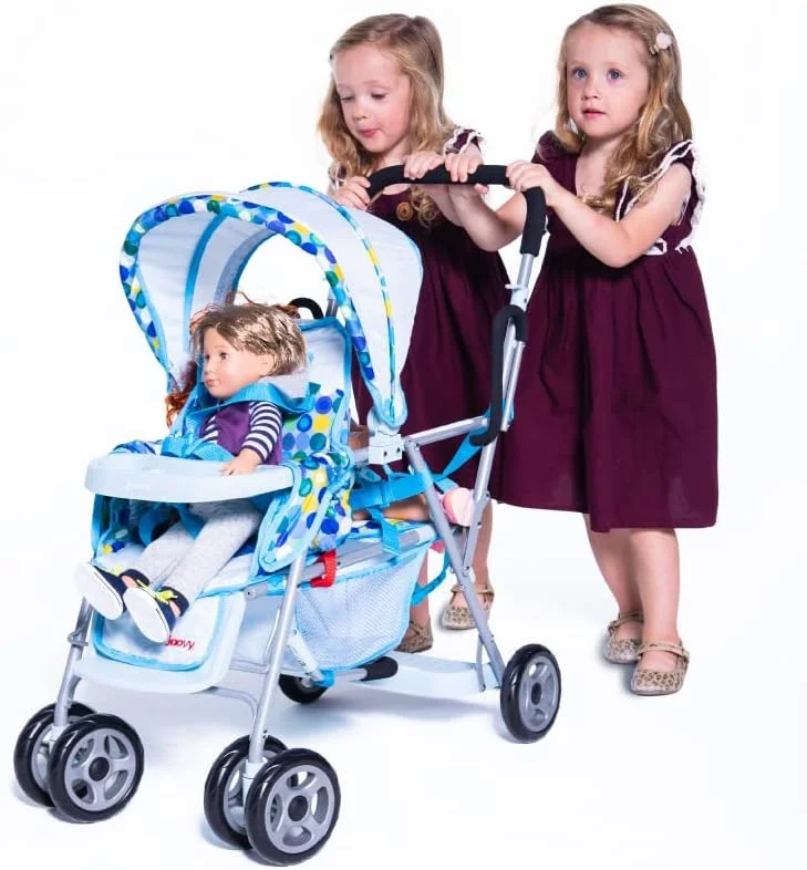 joovy Toy Caboose Baby Doll Stroller, Blue Dot