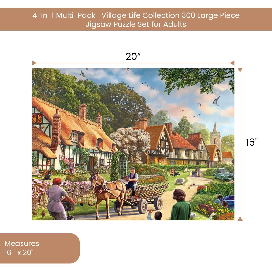 Bits and Pieces 4-In-1 Multi-Pack Village Life 300 Piece Jigsaw Puzzles by Steve Crisp 16