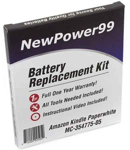 Amazon Kindle Paperwhite MC-354775-05 Battery Replacement Kit with Tools, Video Instructions, Extended Life Battery and Full One Year Warranty