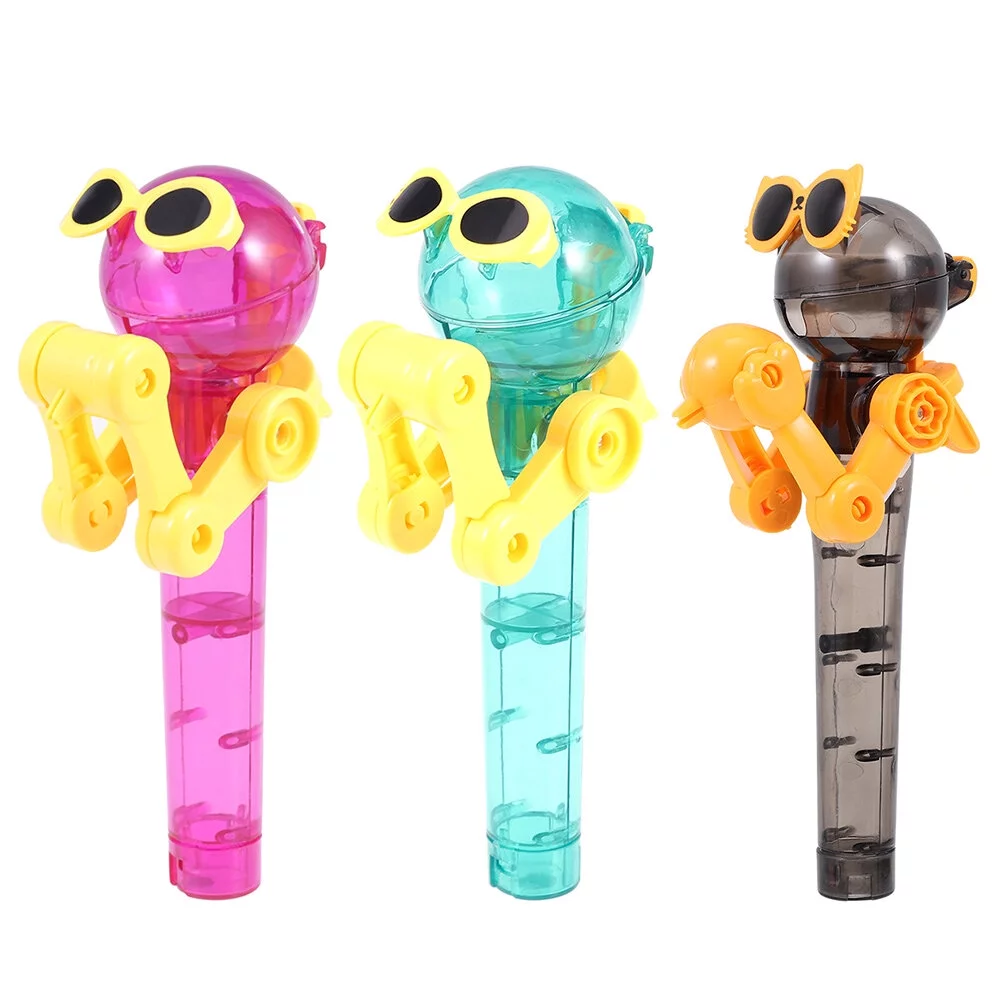 3pcs Novelty Lollipop Robot Holder Creative Kids Toy Best Gift for Children
