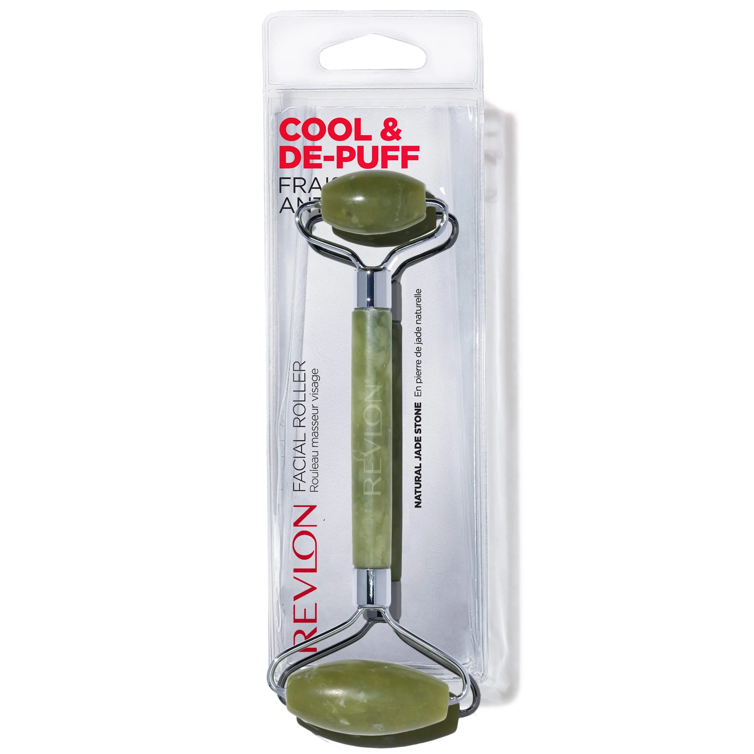 Revlon Jade Stone Face Roller, Dual-Sided Face Massager To Cool And De-Puff, Jade, 1 Count