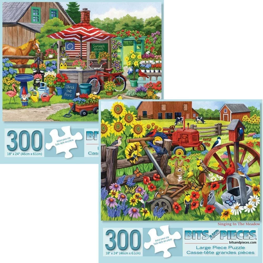 Bits and Pieces - Value Set of Two (2) 300 Piece Jigsaw Puzzles for Adults - Each Puzzle Measures 18