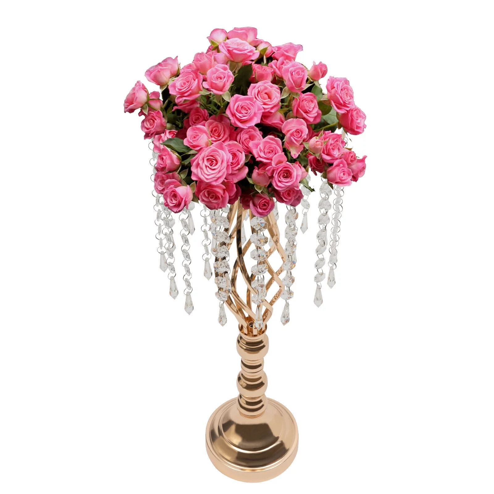 6PCS Crystal Flower Stands Gold DIY Vases Wedding Table Centerpieces 55cm Tall