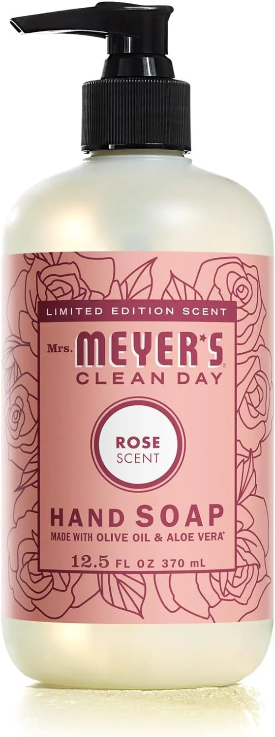 Mrs. Meyer’S Rose Scent Kitchen Basics Set, 3 Ct: Dish Soap, Hand Soap, Multi-Surface Everyday Cleaner