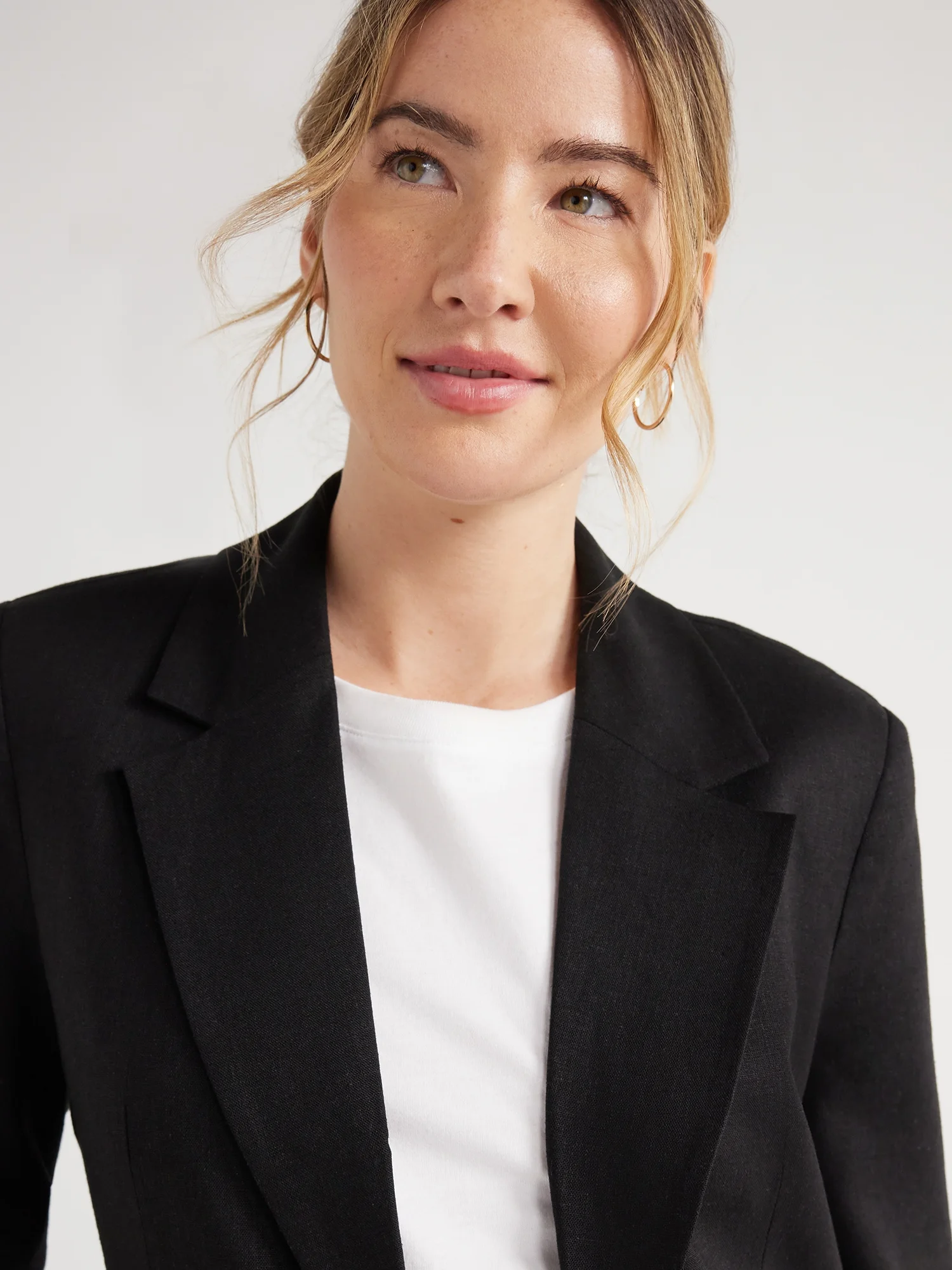 Free Assembly Women’s Single-Breasted Linen-Blend Blazer, Sizes XS-XXL