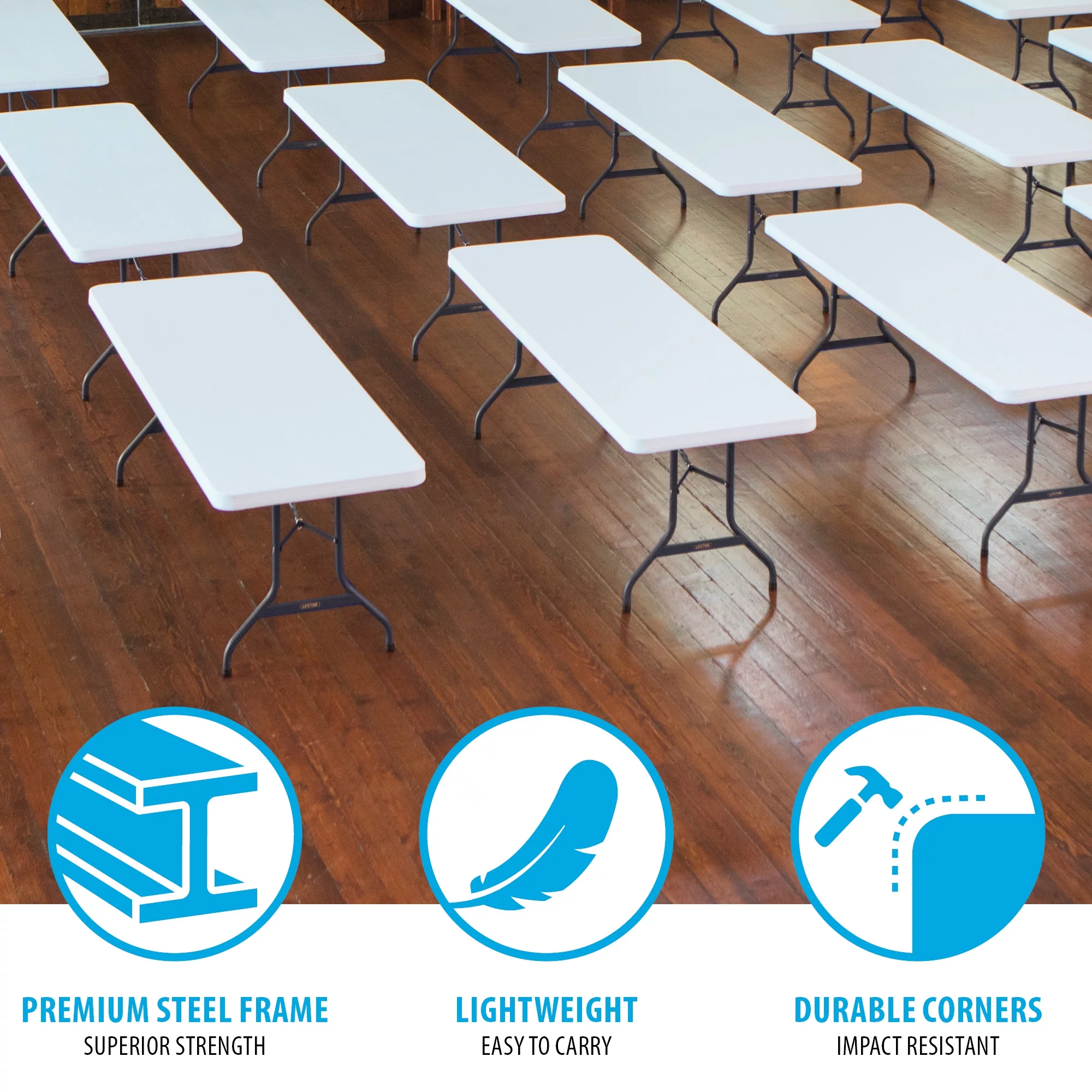 Lifetime 8 Foot Rectangle Folding Table, Indoor/Outdoor Commercial Grade, White Granite (22980)