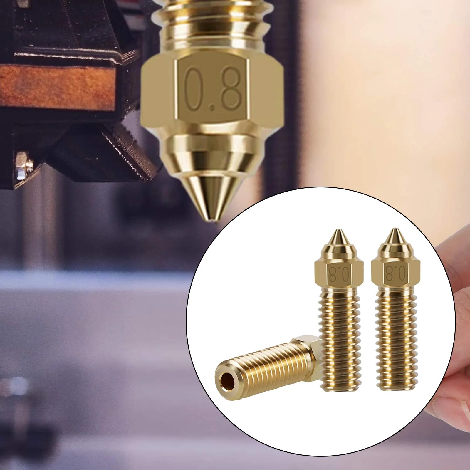 Rushawy 6x3Pcs 3D Printer Nozzles High Flow Easy Installation Replacement Parts for K1 0.8mm