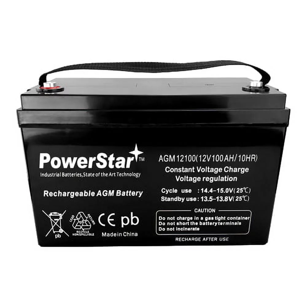 PowerStar 12 V 100Ah SLR100 Deep Cycle SLA Battery for Camper, RV, Travel