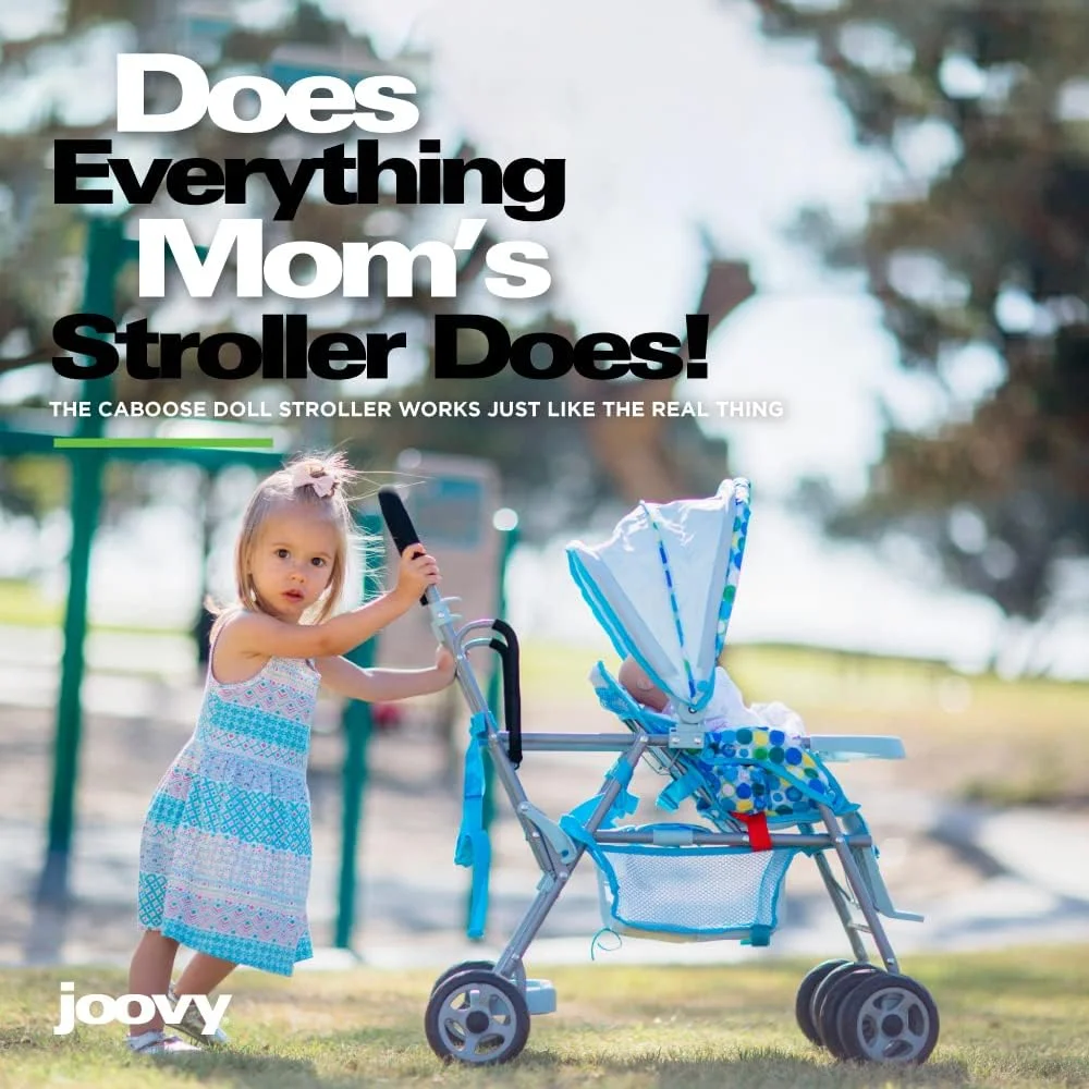 joovy Toy Caboose Baby Doll Stroller, Blue Dot