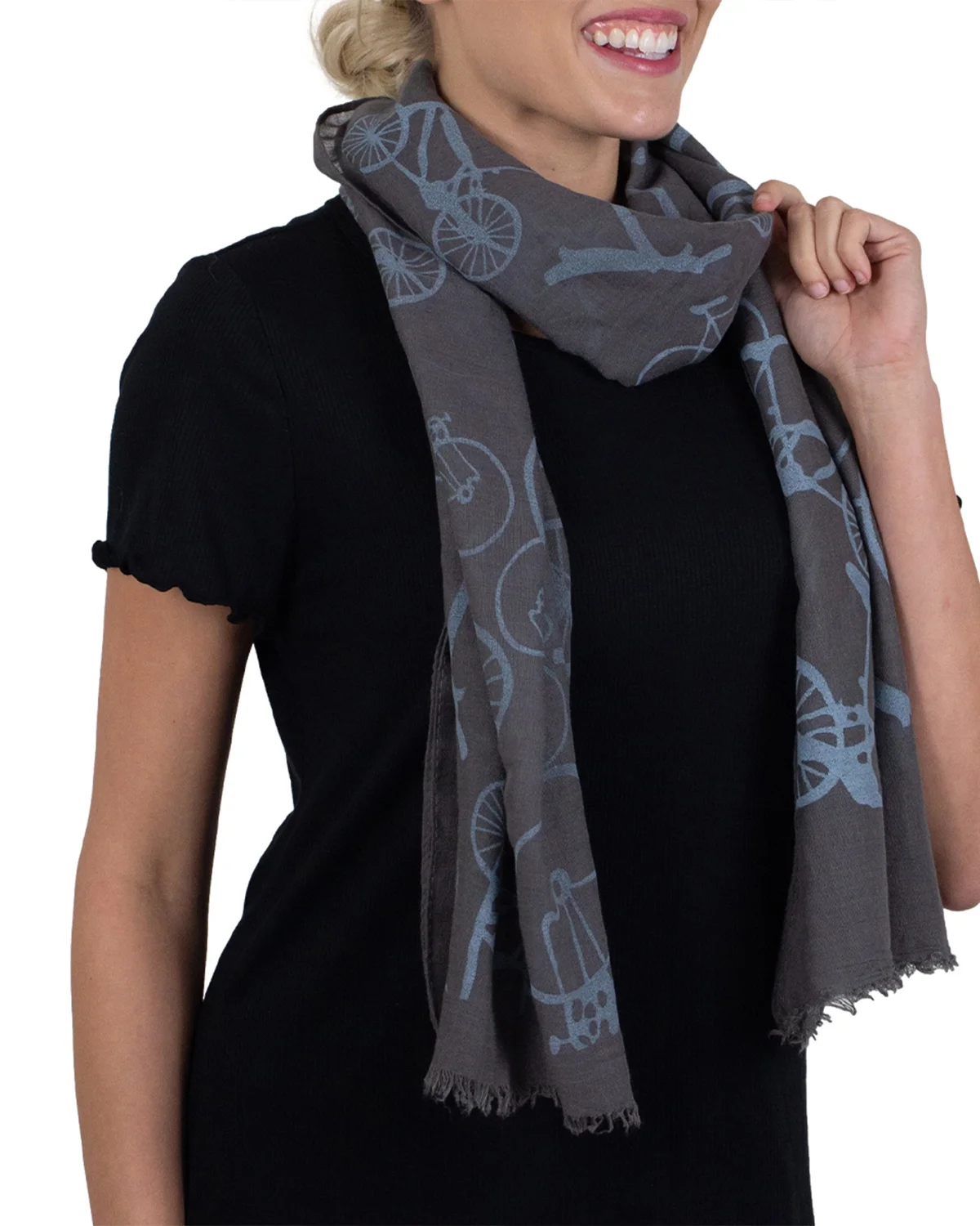 Tickled Pink 70 x 26” Bicycle Print Scarf, Soft Semi-Sheer, Light Fashion Scarf, Teen to Adult