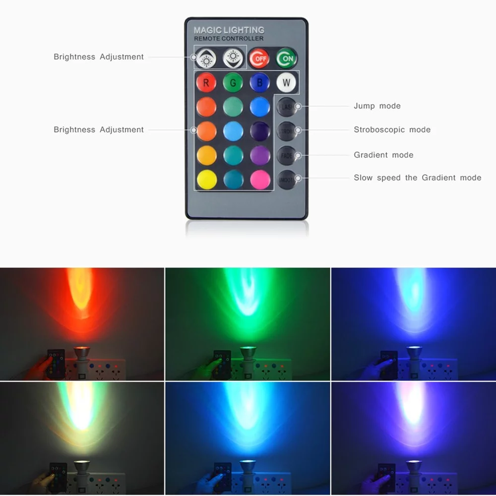 GU10 3W 16 Color LED RGB Magic spot Light Bulb Lamp Wireless Remote Control Warm Christmas Lights Plug in