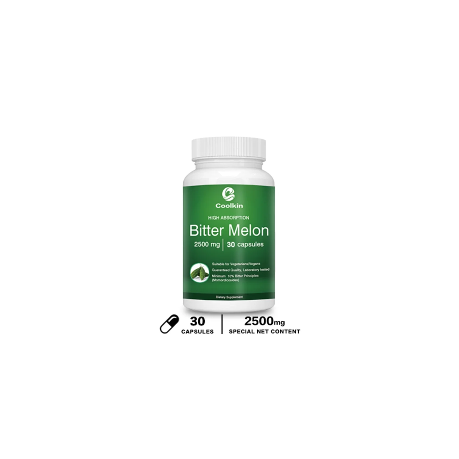 Coolkin Bitter Melon Capsules 2500mg - Blood Sugar Control and Balance, Immune Support(30/60/120pcs)
