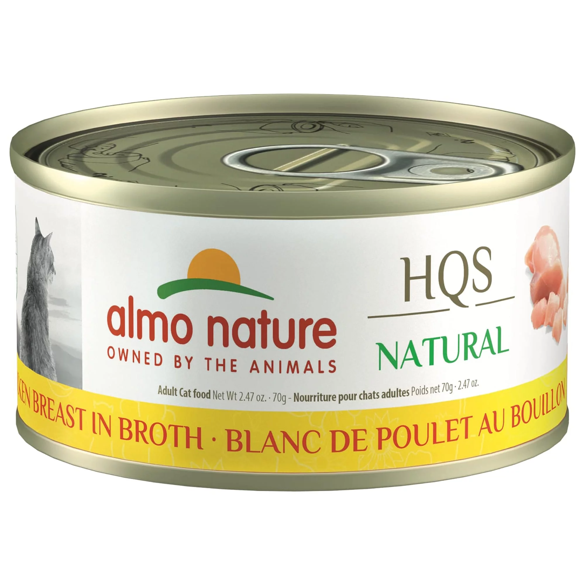 Almo Nature: HQS Natural Cat 24 Pack: Chicken Breast In Broth - 2.47oz Cans, Supplemental Adult Cat Canned Wet Food, Limited Ingredient, Grain Free