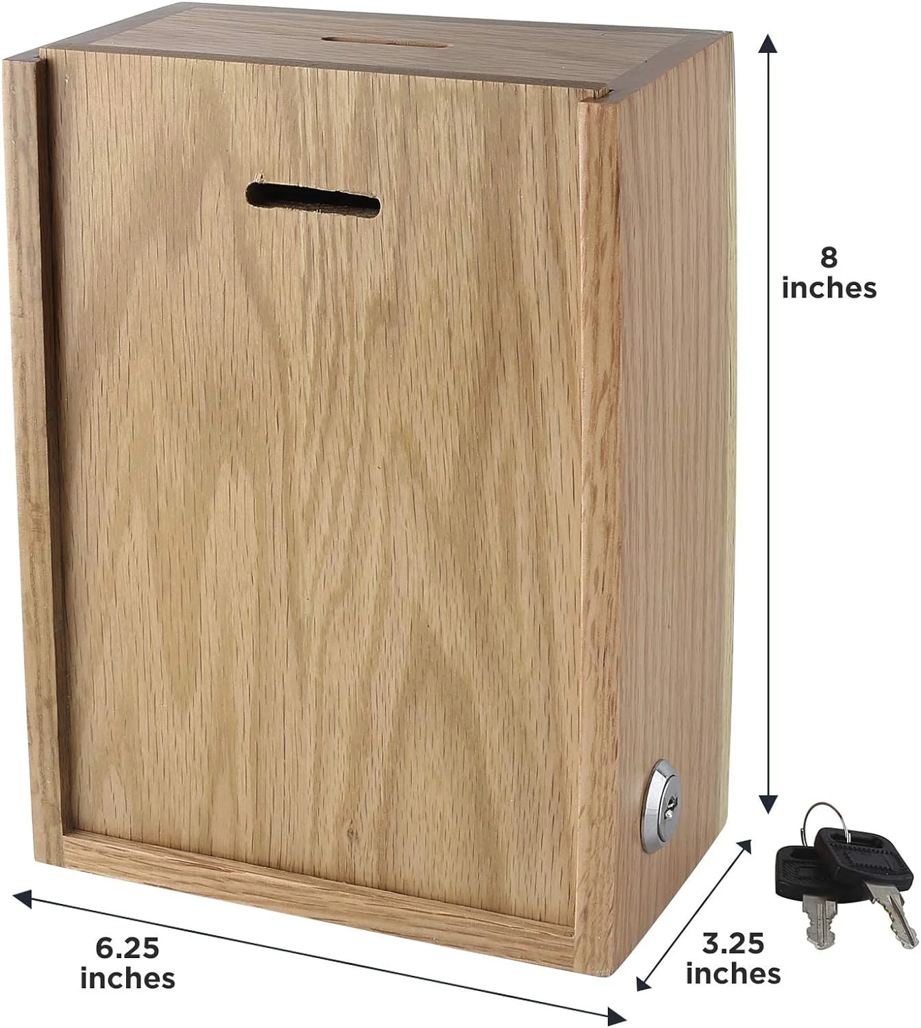 MCB Natural Wood Wall Mounting Charity Donation Box ~ Ticket Box ~ Ballot And Suggestion Box ~ Tip Box