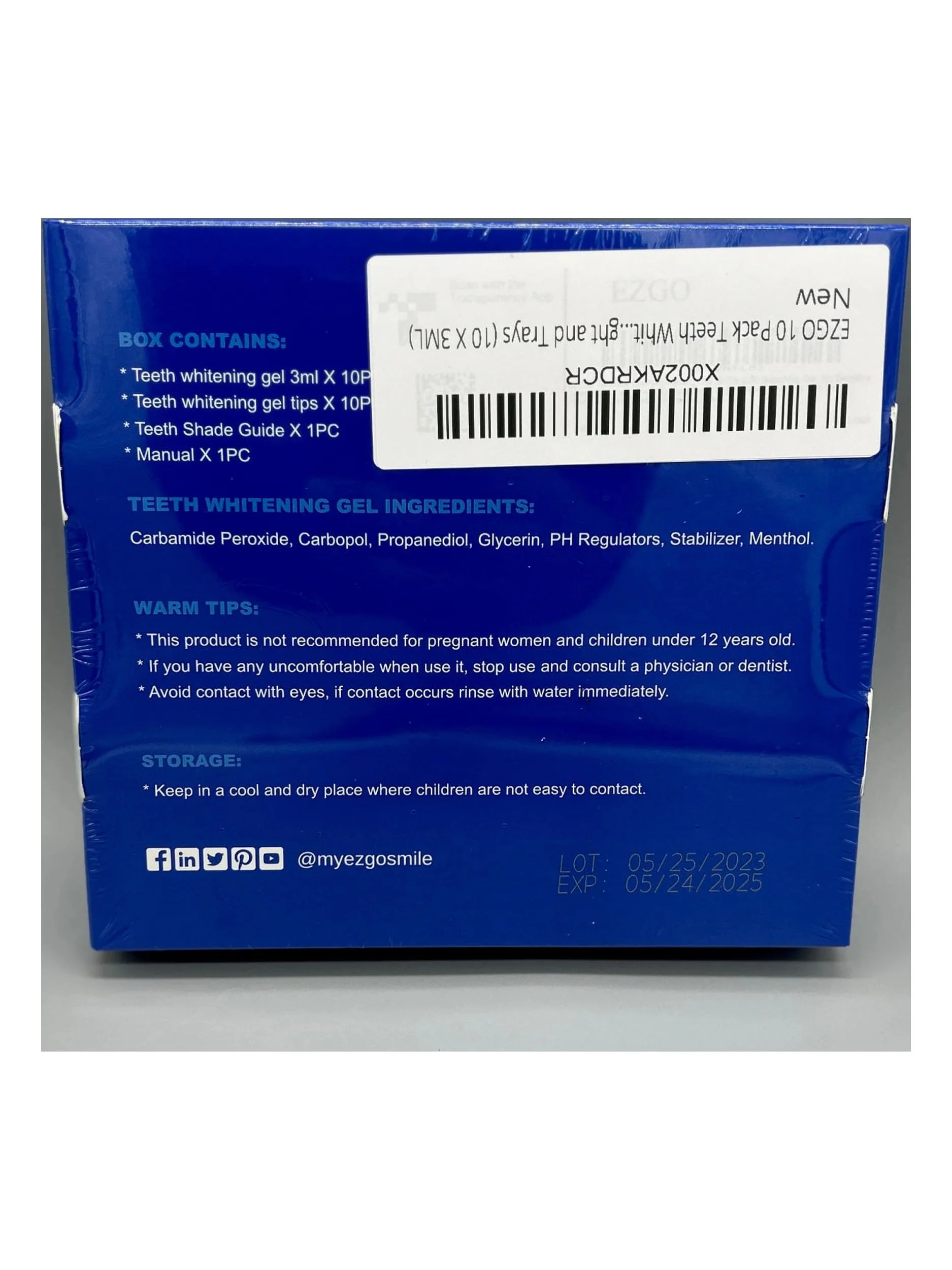 EZGO 10 Pack Teeth Whitening Gel Refills 22% Bleaching Gel