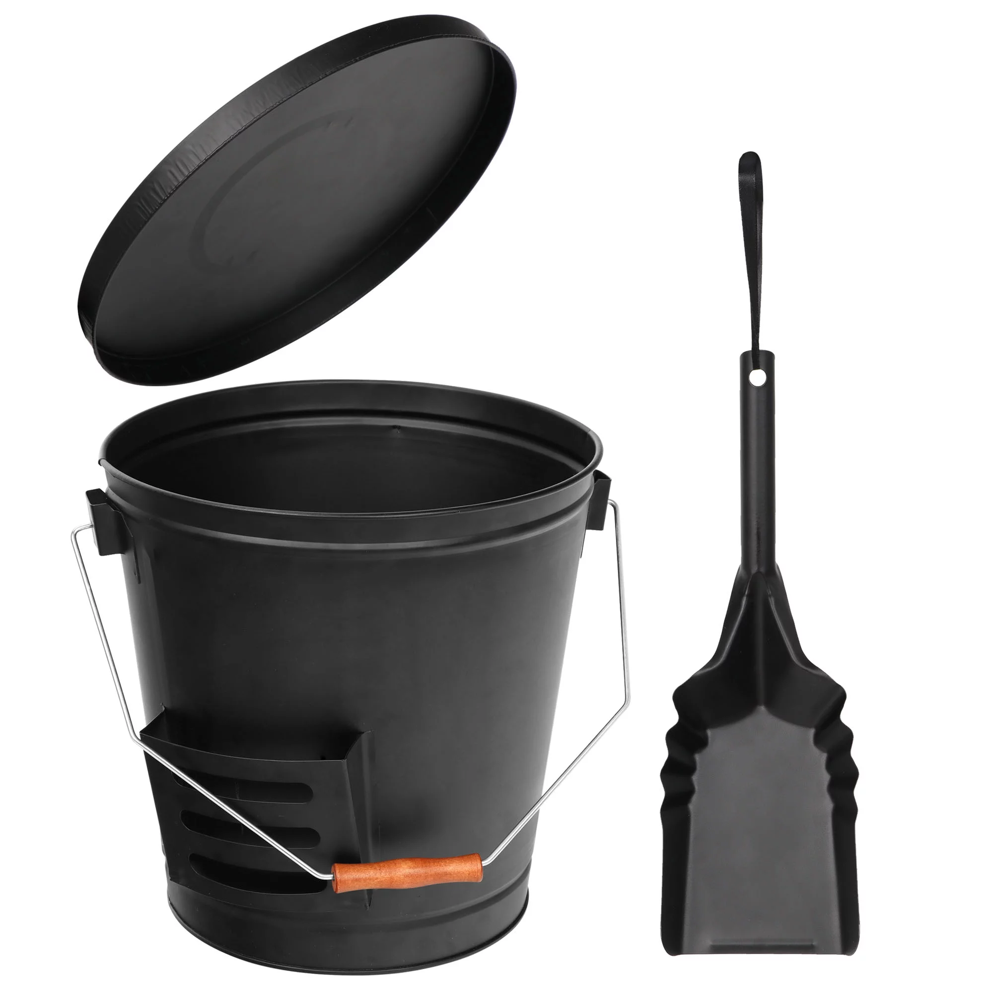 ZENSTYLE Steel Ash Bucket with Shovel Fireplace Pits Stoves 5 Gallon