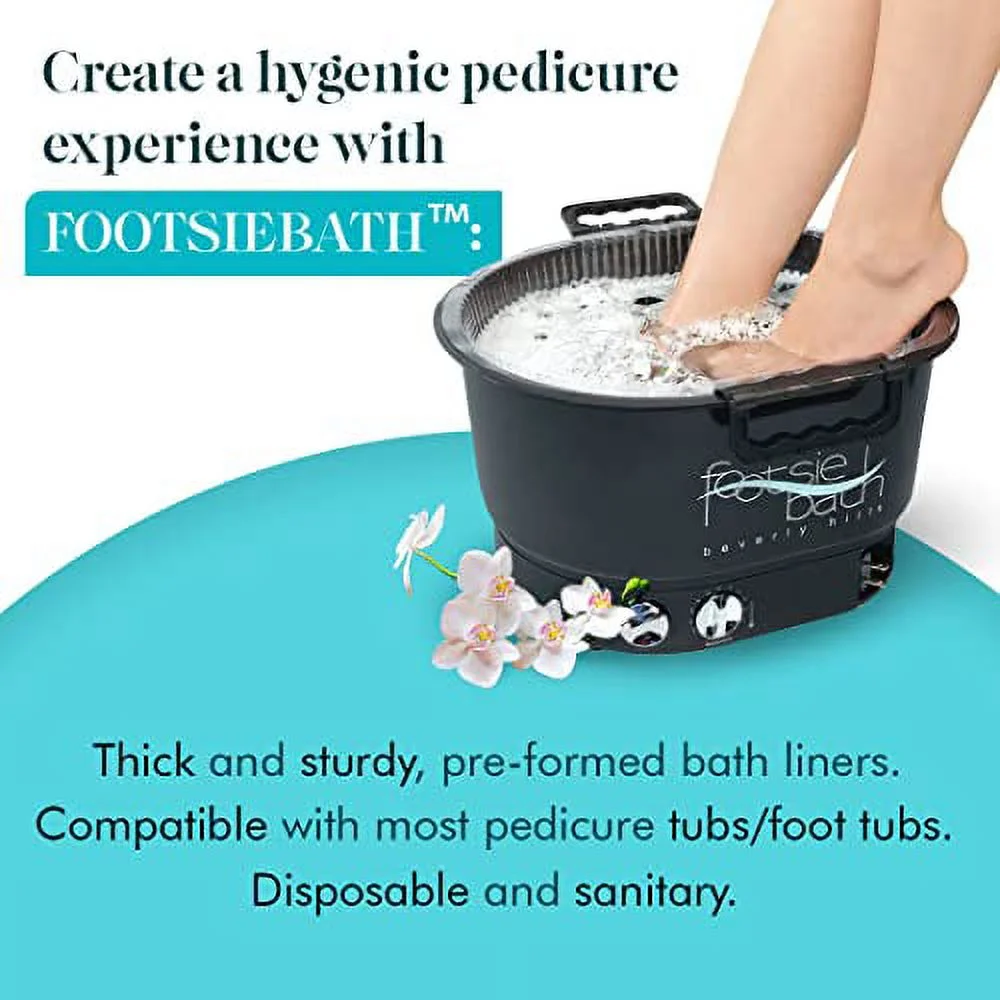 Footsie Bath Liners, Original Disposable Pedicure Spa Liners, 100 Count