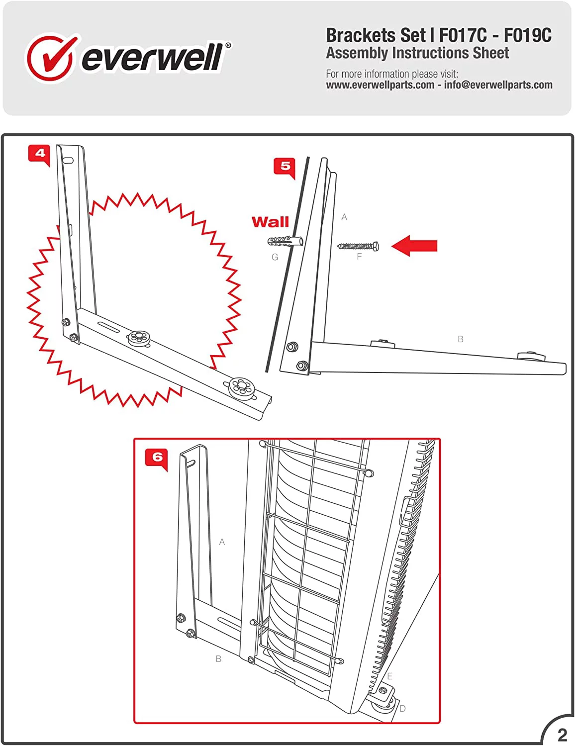 Everwell Wall Mounting Bracket for Mini Split Air Conditioner(9000-18000 Btu)