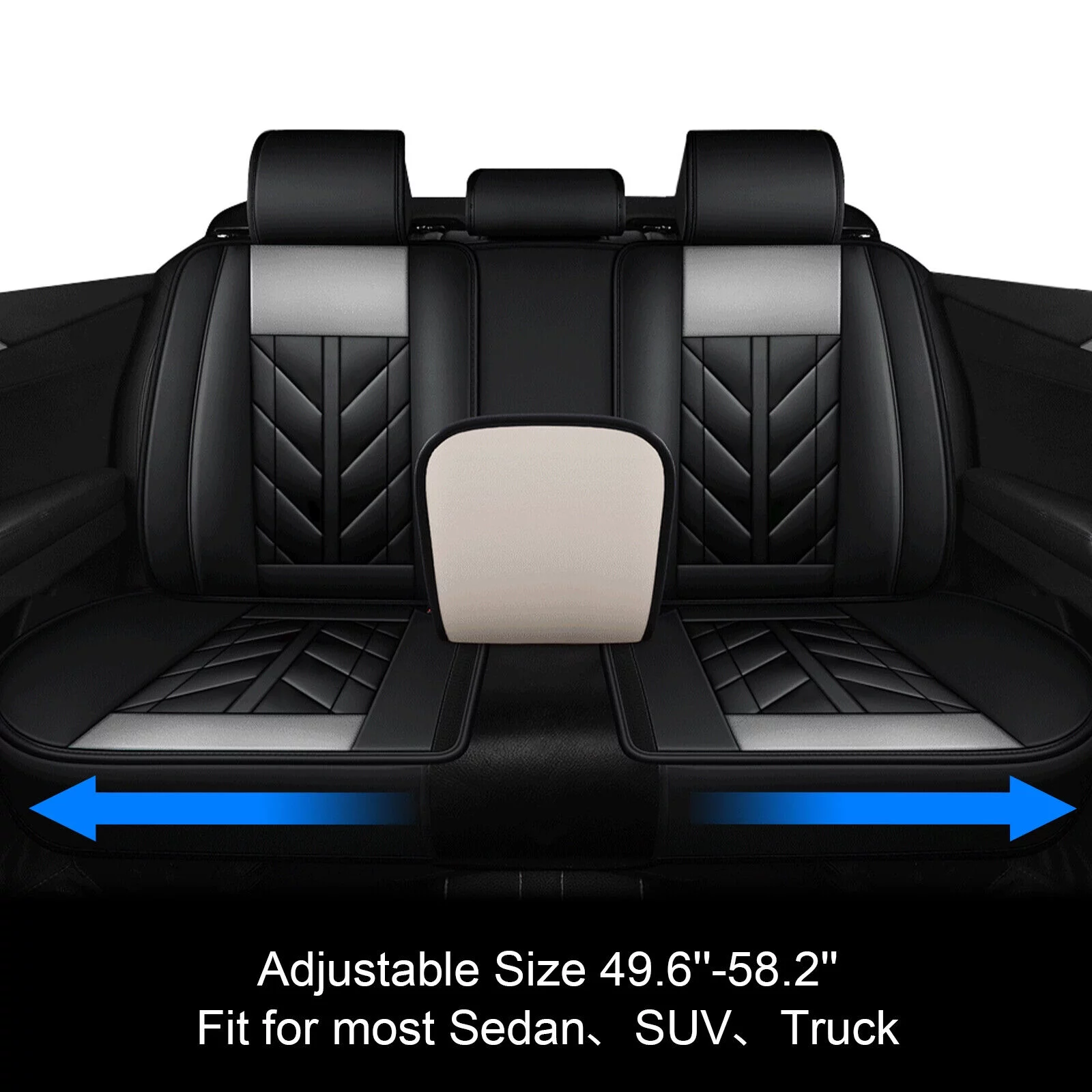 For Acura 5 Seats Car Seat Covers, Waterproof Leather Auto Cushion Protector, Full Set Front Rear Seat Cover for RDX RLX TLX TL TSX ZDX Black+Gray