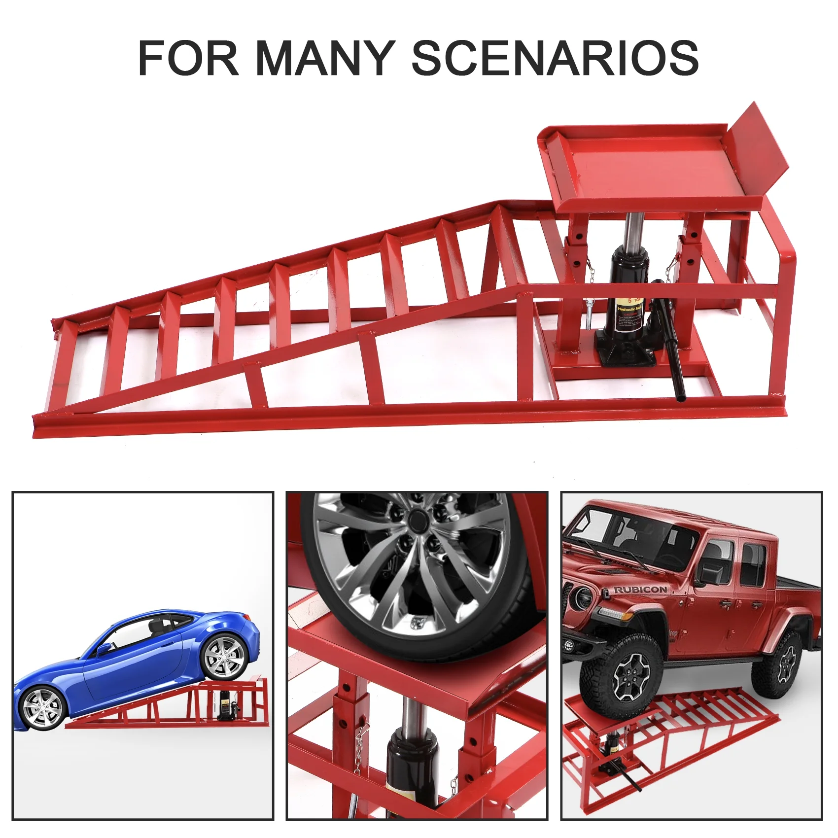 ANDTE Hydraulic Car Ramps, 2 Pack High Lift Service Ramps for Vehicles up to 5T (11023 lbs)