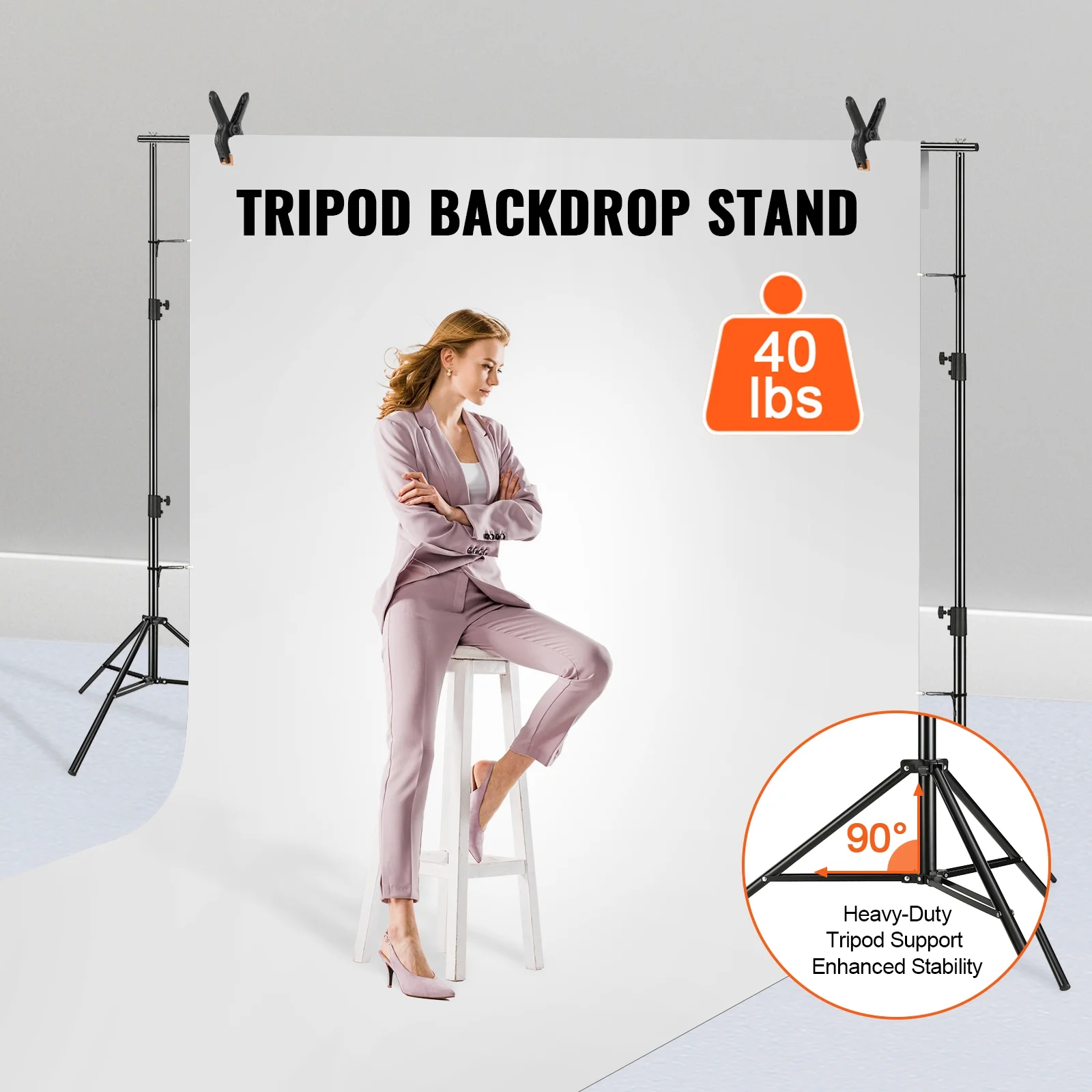 SKYSHALO Heavy Duty Backdrop Stand Adjustable Photography Backdrop Stand 12x10 ft