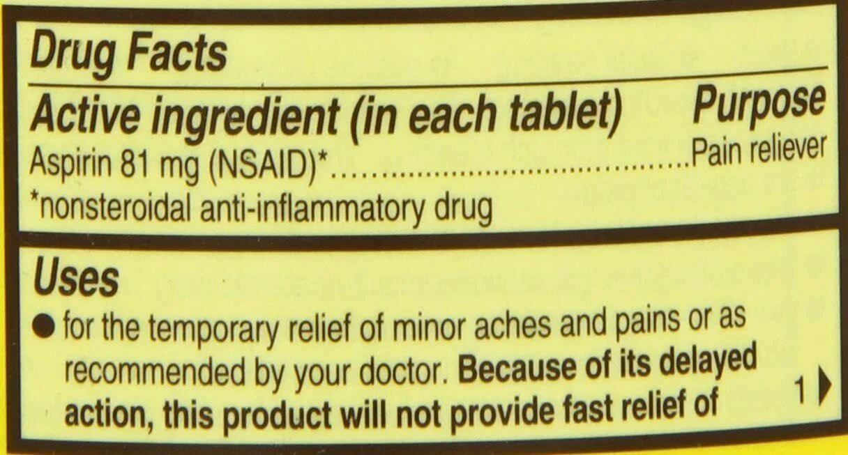 Bayer 81mg Enteric Low Dose Pain Relief Aspirin Tablets 300 ea (Pack of 4)