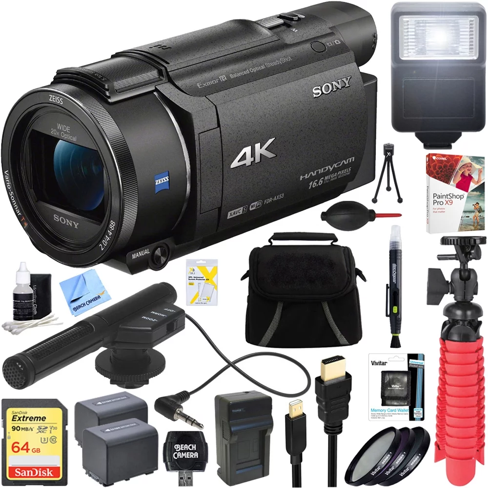 Sony Pro Handycam FDR-AX53 Digital Camcorder, 3
