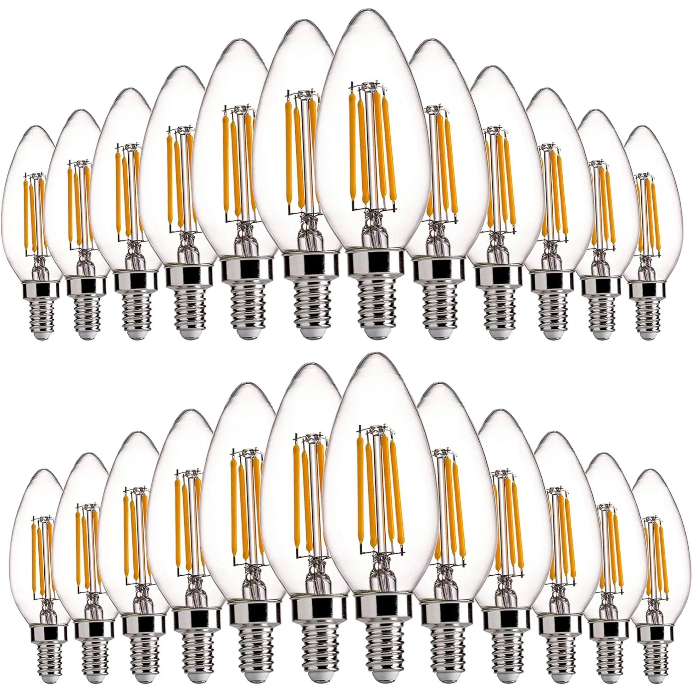 FLSNT 24 Pack LED Candelabra Bulbs 60W Equivalent, B11 Dimmable LED Chandelier Light Bulbs, E12 Base, 2700K Soft White