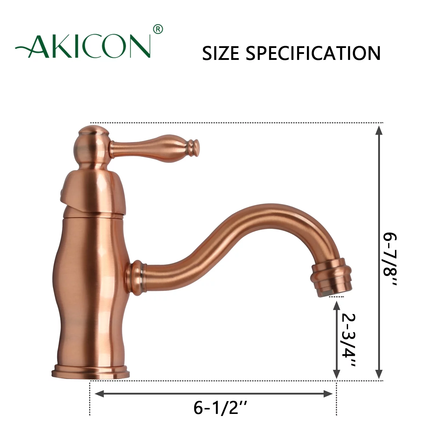 Akicon One-Handle Copper Bathroom Sink Faucet - 5 Years Warranty - 6.9
